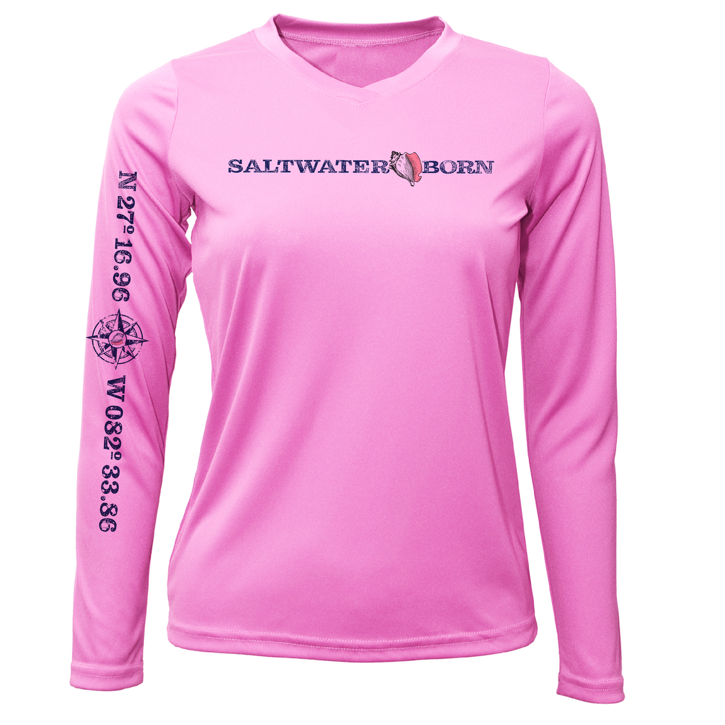 Siesta Key Saltwater Born Linear Logo Long Sleeve UPF 50+ Dry-Fit Shirt