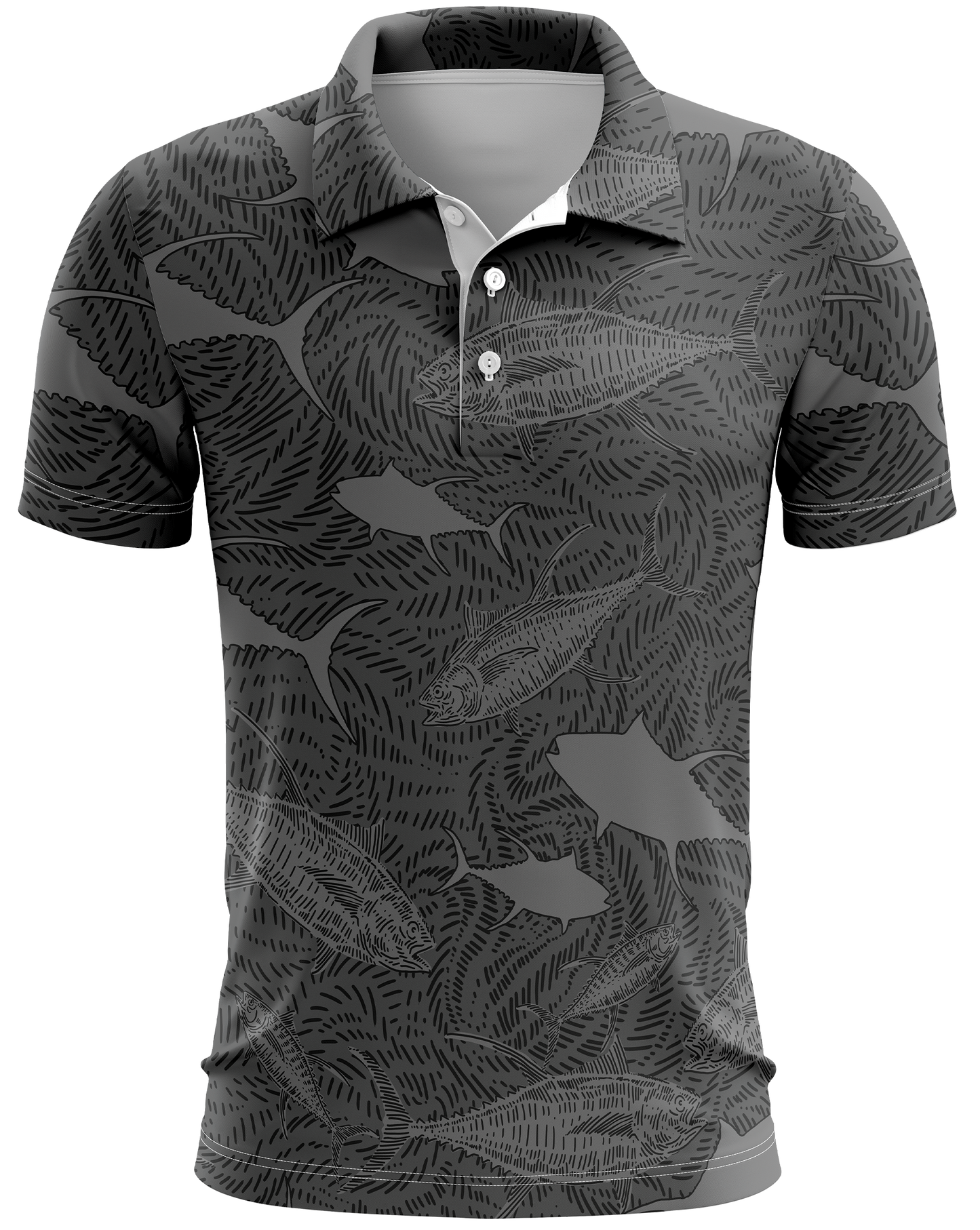 Chasing Ahi Gray Dri Fit Polo (Adult/Keiki)
