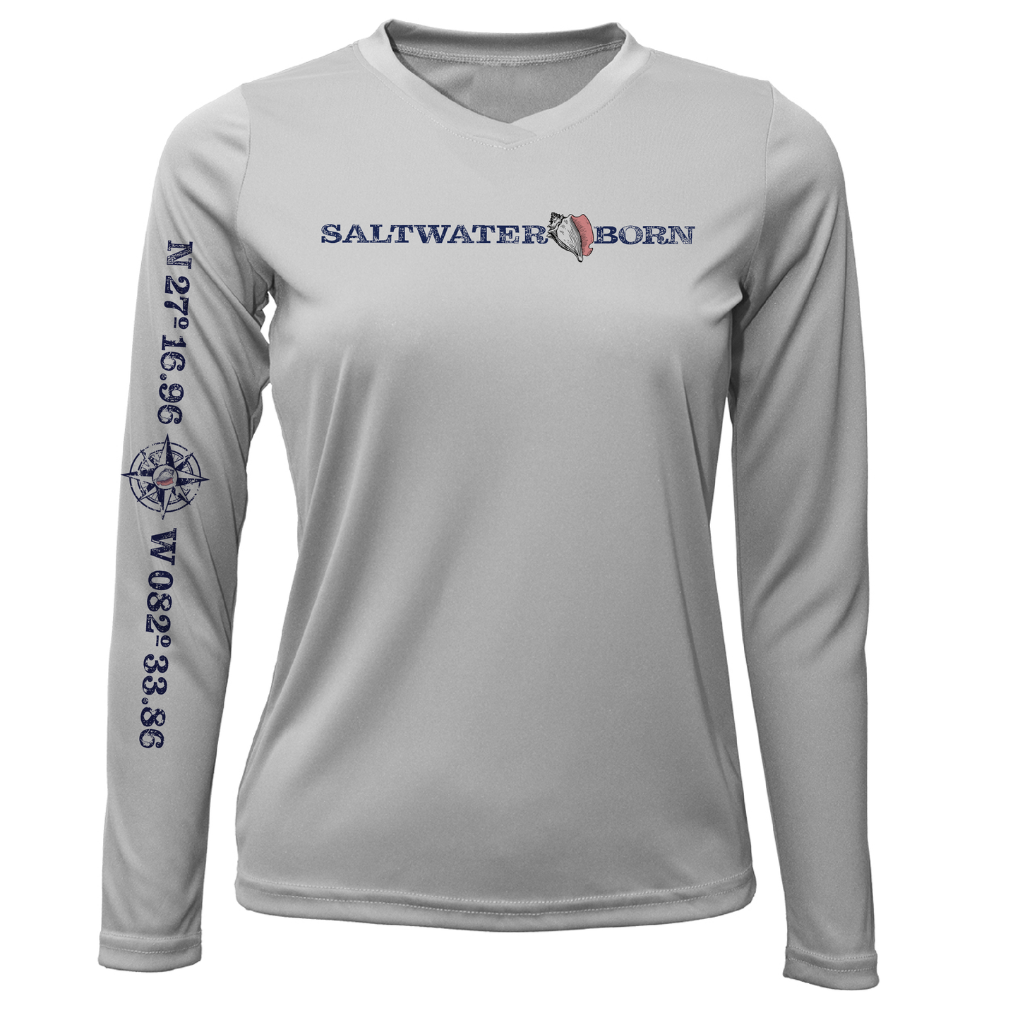 Siesta Key Saltwater Born Linear Logo Long Sleeve UPF 50+ Dry-Fit Shirt