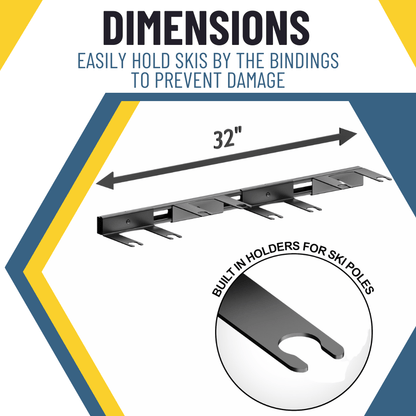 Wall Mount Snow Ski Rack for Garage