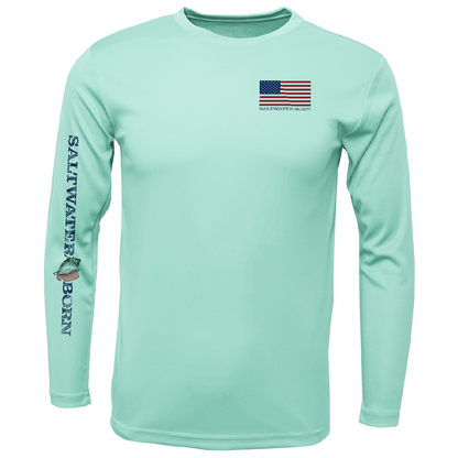 USA Blue Marlin Long Sleeve UPF 50+ Dry-Fit Shirt