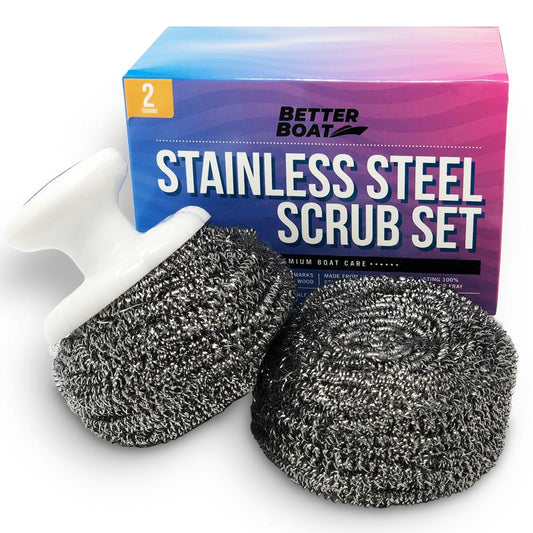 Better Boat Stainless Steel Scrub Set for Teak Decks with Handle