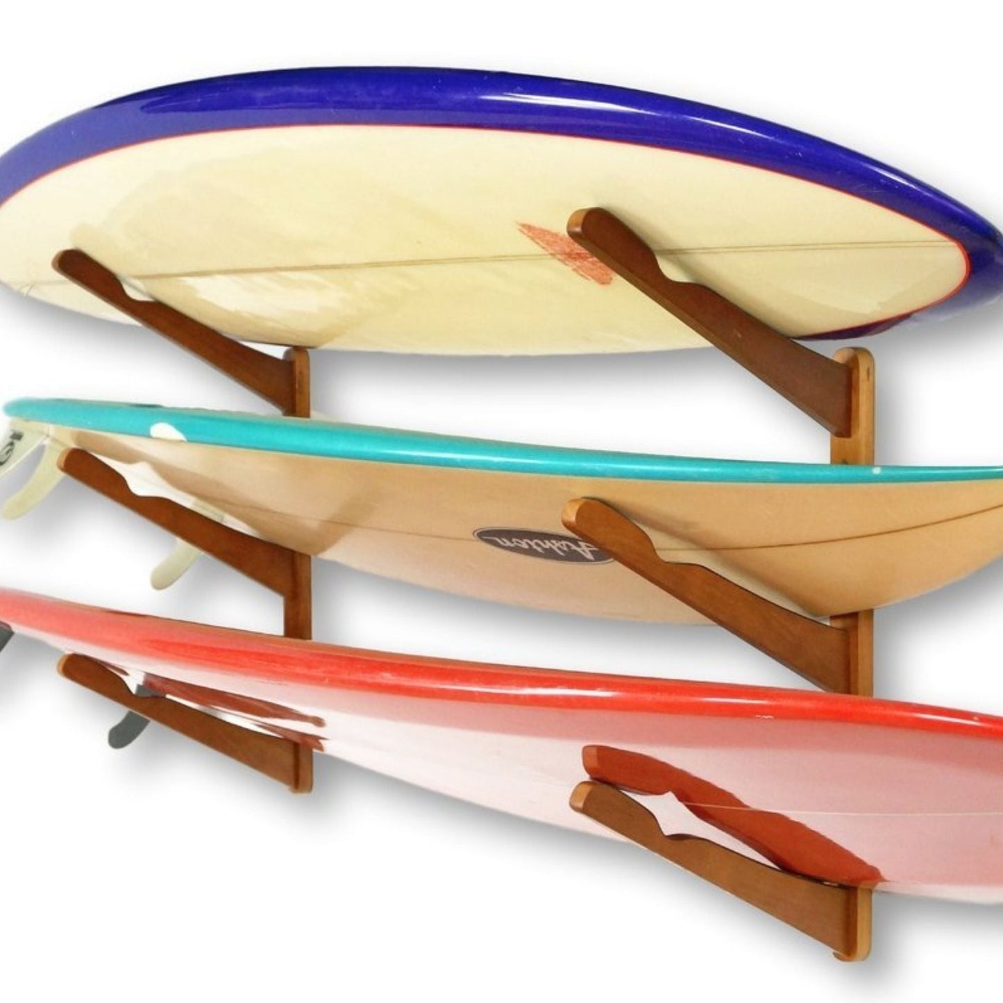 Triple Surfboard Wall Rack | Bamboo Rack Perfect for Surf, Wakeboards, Snowboards, Skateboards