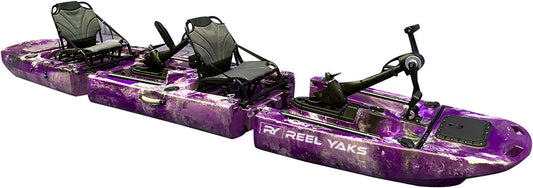 ReelYacks 14ft Raider Tandem & Solo Modular Propeller Drive Pedal Fishing Kayak | 530lbs Capacity | 3 Piece