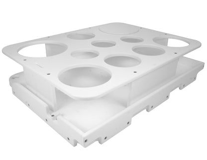 The Docktail Boat Table Caddy plus Bait Table Includes All Angle Adjustable Rod Holder Mount