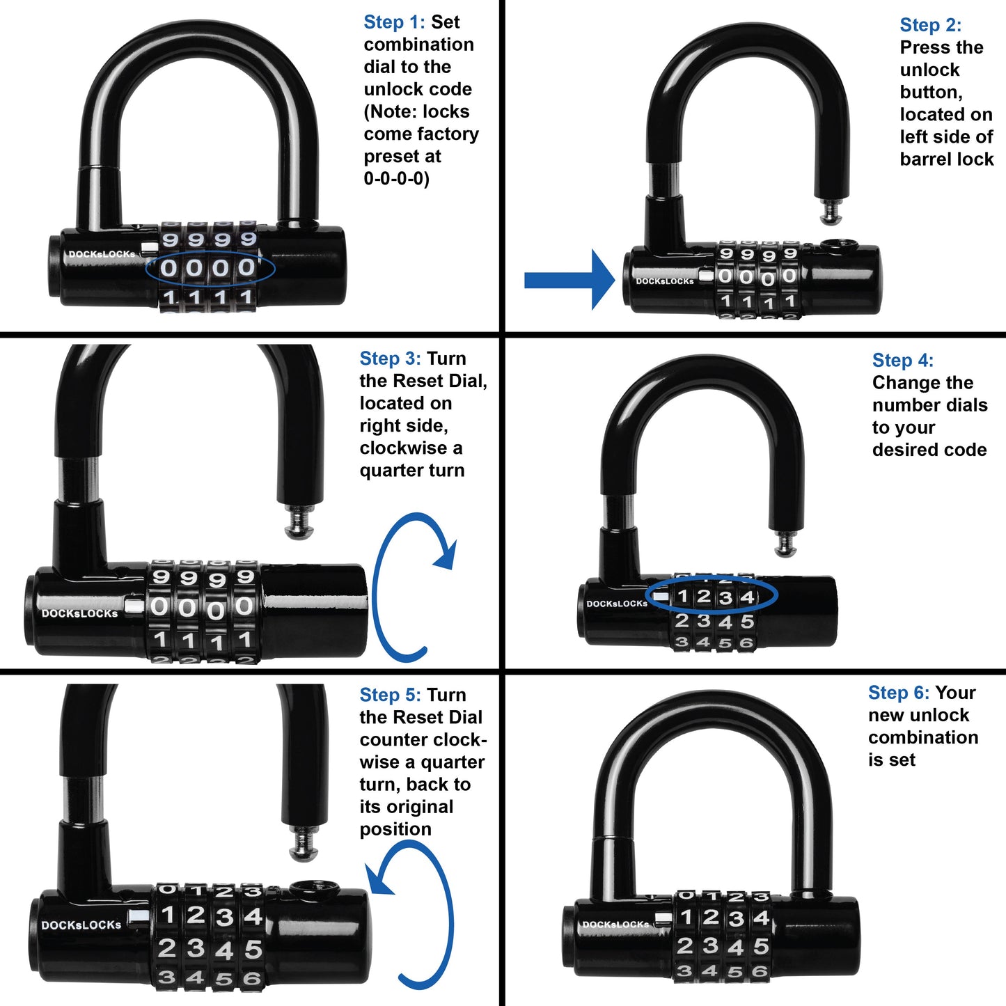 DocksLocks® Anti-Theft Weatherproof Coiled Security Cable with Looped Ends and Short Shackle U-Lock (5', 10', 15', 20' or 25') | SendIt Sailing