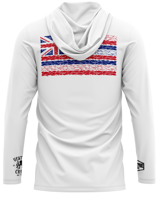 Hawaiian Fish Flag White Dri Fit Hoodie (Adult/Keiki)