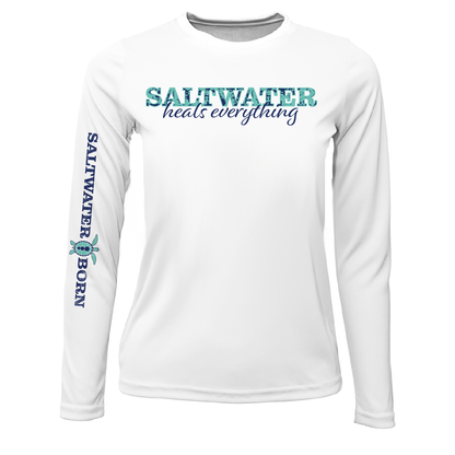 Key West, FL "Saltwater Heals Everything" Girl's Long Sleeve UPF 50+ Dry-Fit Shirt