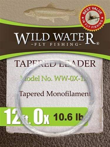Wild Water Fly Fishing 12ft Tapered Monofilament Leader 0X (Qty 6) | SendIt Sailing