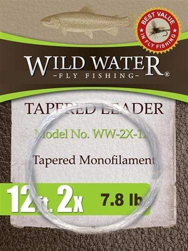 Wild Water Fly Fishing 12ft Tapered Monofilament Leader 2X (Qty 6) | SendIt Sailing