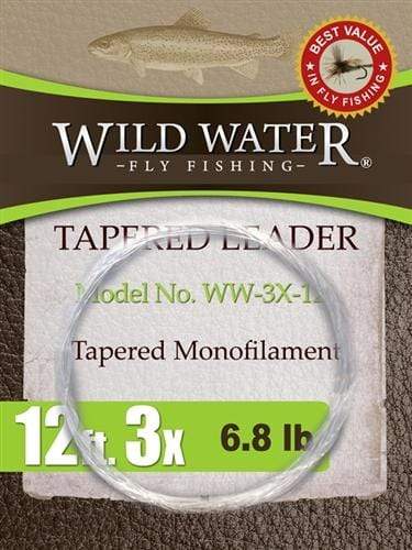 Wild Water Fly Fishing 12ft Tapered Monofilament Leader 3X (Qty 6) | SendIt Sailing