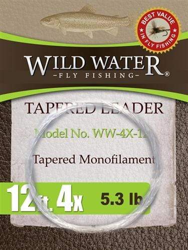 Wild Water Fly Fishing 12ft Tapered Monofilament Leader 4X (Qty 6) | SendIt Sailing