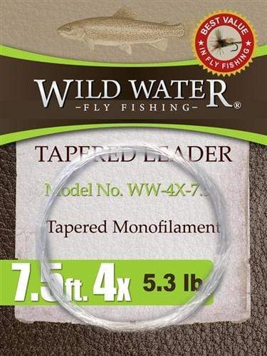 Wild Water Fly Fishing 7 1/2ft Tapered Monofilament Leader 4X (Qty 6) | SendIt Sailing