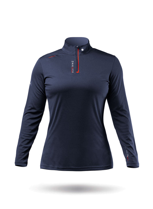 Zhik Womens UVActive High Collar 1/4 Zip Top - Navy | SendIt Sailing