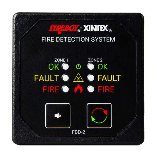 Fireboy-Xintex Two Zone Detection and Alarm Panel - 2-5/8in Display - 12/24V DC | SendIt Sailing
