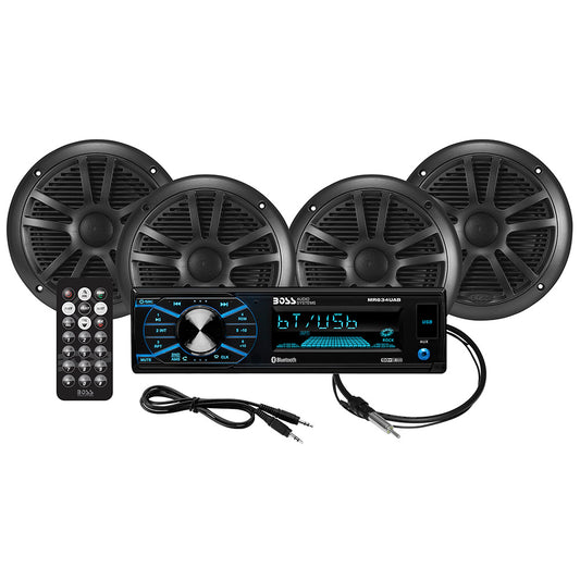 Boss Audio MCBK634B.64 Kit with MR634UAB, 4 MR6B Speakers, and MRANT10 Antenna | SendIt Sailing