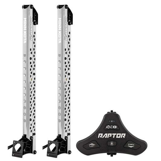Minn Kota Raptor Bundle Pair - 10ft Silver Shallow Water Anchors with Active Anchoring and Footswitch Included | SendIt Sailing