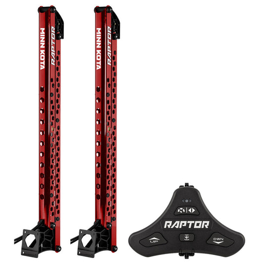 Minn Kota Raptor Bundle Pair - 10ft Red Shallow Water Anchors with Active Anchoring and Footswitch Included | SendIt Sailing
