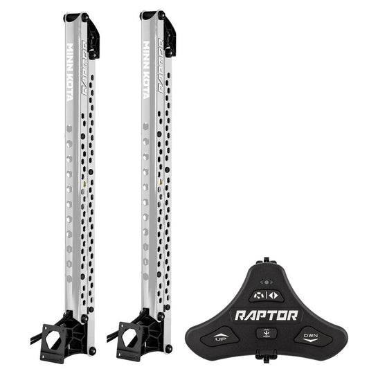 Minn Kota Raptor Bundle Pair - 8ft Silver Shallow Water Anchors with Active Anchoring and Footswitch Included | SendIt Sailing