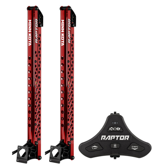 Minn Kota Raptor Bundle Pair - 8ft Red Shallow Water Anchors with Active Anchoring and Footswitch Included | SendIt Sailing