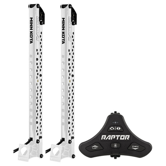Minn Kota Raptor Bundle Pair - 8ft White Shallow Water Anchors with Active Anchoring and Footswitch Included | SendIt Sailing