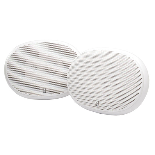 Poly-Planar 6in x 9in Premium Oval Marine Speakers - (Pair) White | SendIt Sailing