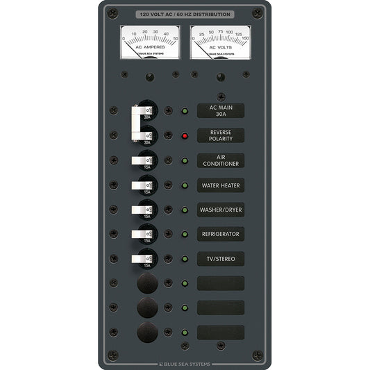 Blue Sea 8074 AC Main +8 Positions Toggle Circuit Breaker Panel - White Switches | SendIt Sailing