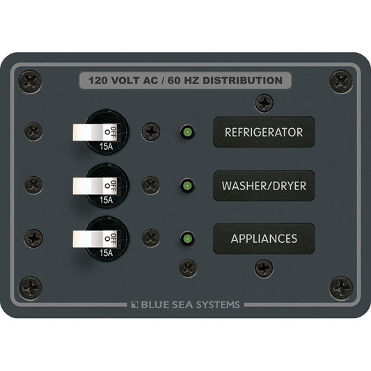Blue Sea 8058 AC 3 Position Toggle Circuit Breaker Panel - White Switches | SendIt Sailing