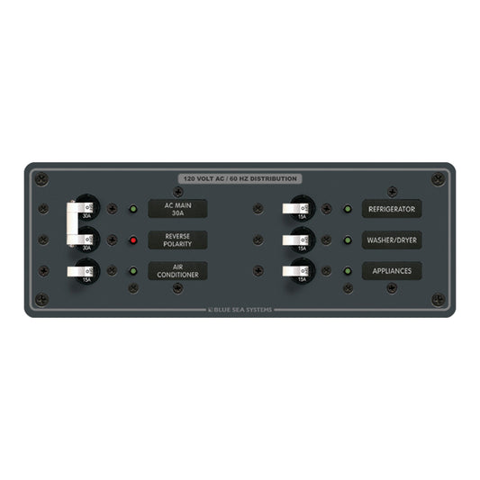 Blue Sea 8099 AC Main +4 Positions Toggle Circuit Breaker Panel  (White Switches) | SendIt Sailing