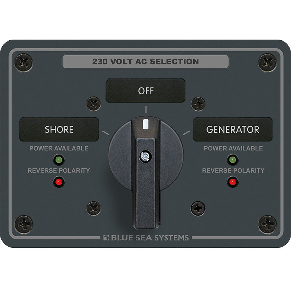 Blue Sea 8357 AC Rotary Switch Panel 65 Ampere 2 Position + OFF, 2 Pole | SendIt Sailing