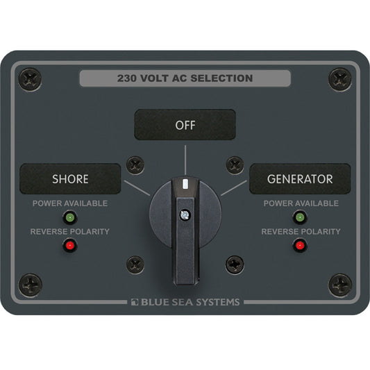Blue Sea 8359 AC Rotary Switch Panel 30 Ampere 2 Positions + OFF, 2 Pole | SendIt Sailing