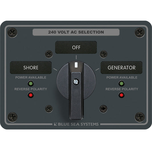 Blue Sea 8363 AC Rotary Switch Panel 65 Ampere 2 Positions + OFF, 3 Pole | SendIt Sailing