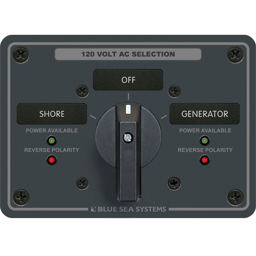 Blue Sea 8365 AC Rotary Switch Panel 65 Ampere 2 Positions + OFF, 2 Pole | SendIt Sailing
