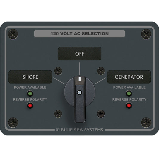 Blue Sea 8367 AC Rotary Switch Panel 30 Ampere 2 Positions + OFF, 2 Pole | SendIt Sailing