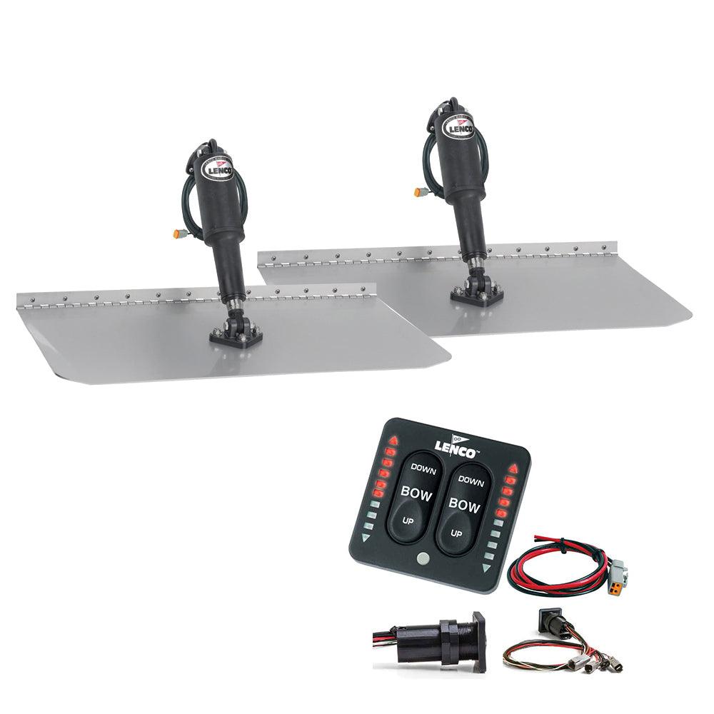 Lenco 12in x 30in Standard Trim Tab Kit with LED Indicator Switch Kit 12V | SendIt Sailing