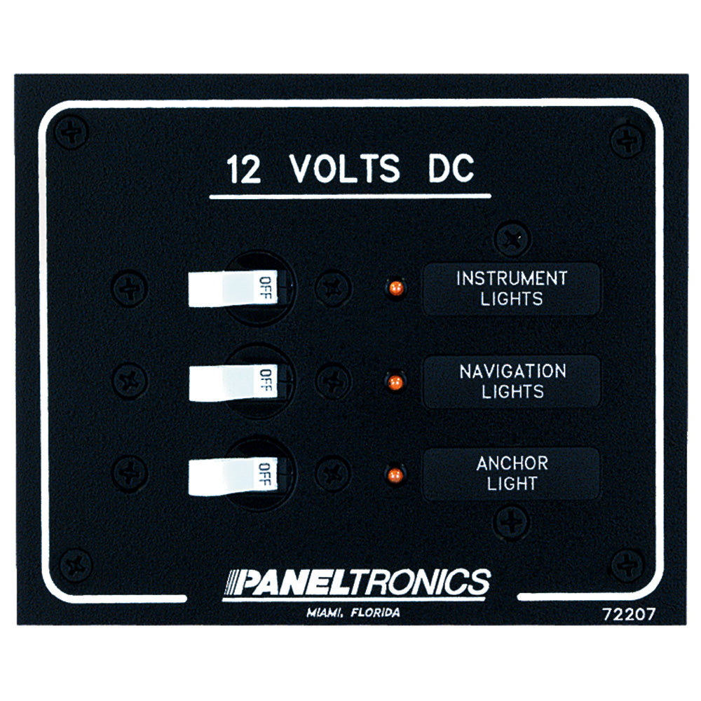 Paneltronics Standard DC 3 Position Breaker Panel with LEDs | SendIt Sailing