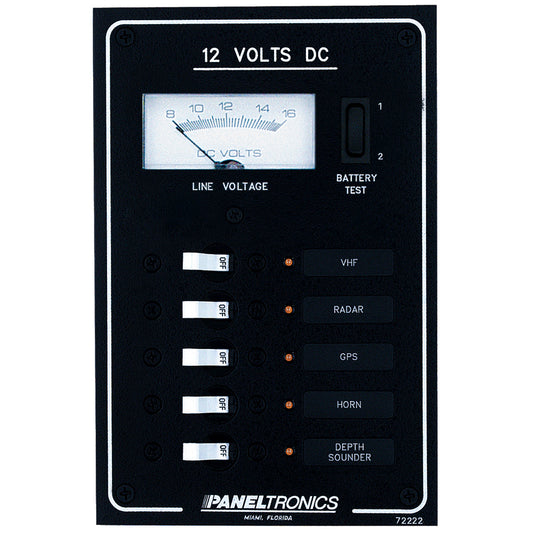 Paneltronics Standard DC 5 Position Breaker Panel & Meter with LEDs | SendIt Sailing