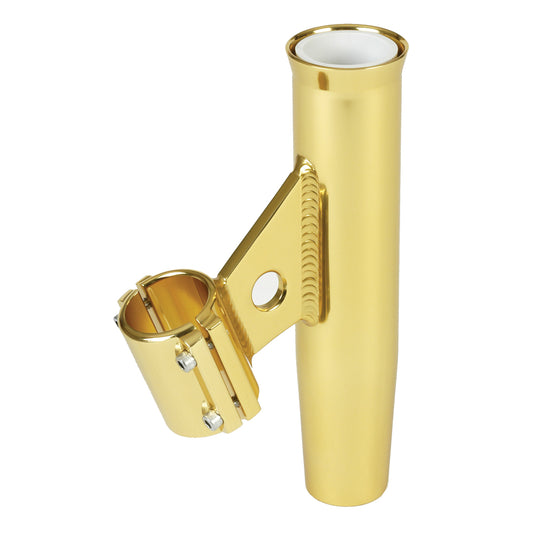 Leefts Clamp-On Rod Holder - Gold Aluminum - Vertical Mount - Fits 2.375in O.D. Pipe | SendIt Sailing