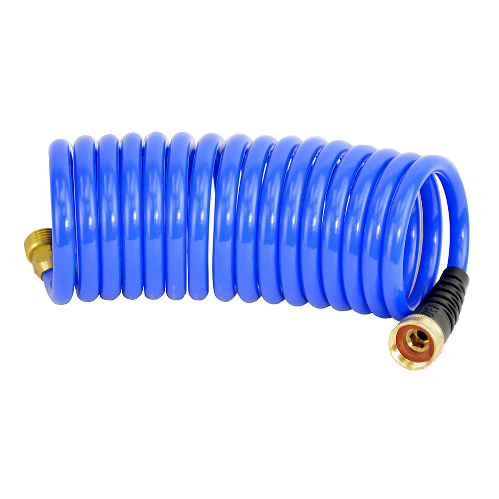 HoseCoil 15ft Blue Self Coiling Hose with Flex Relief | SendIt Sailing