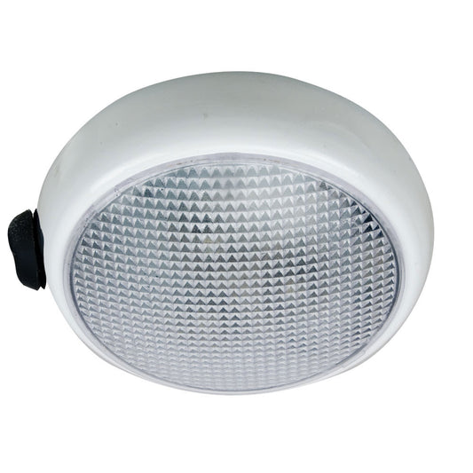 Perko Round Surface Mount LED Dome Light - White Powder Coat - with Switch | SendIt Sailing