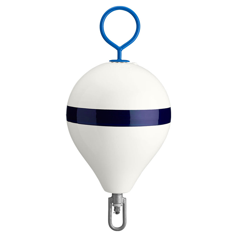Polyform 13.5in CM Mooring Buoy with Steel Iron - White Blue Stripe | SendIt Sailing