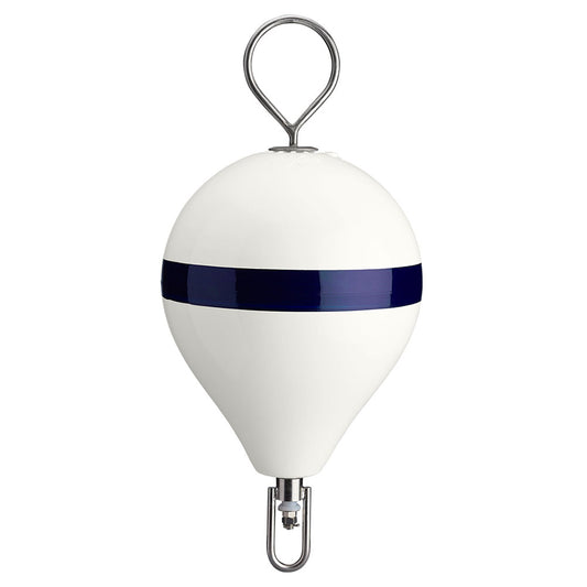 Polyform 13.5in CM Mooring Buoy with SS Iron - White Blue Stripe | SendIt Sailing