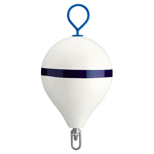 Polyform 17in CM Mooring Buoy with Steel Iron - White Blue Stripe | SendIt Sailing