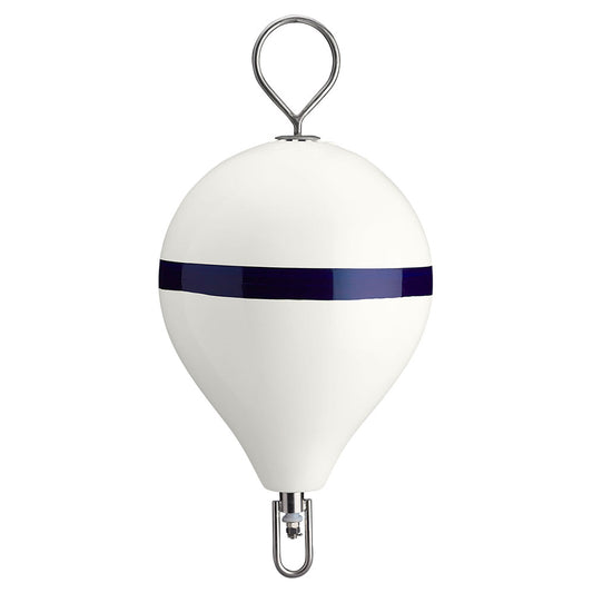 Polyform 17in CM Mooring Buoy with SS Iron - White Blue Stripe | SendIt Sailing