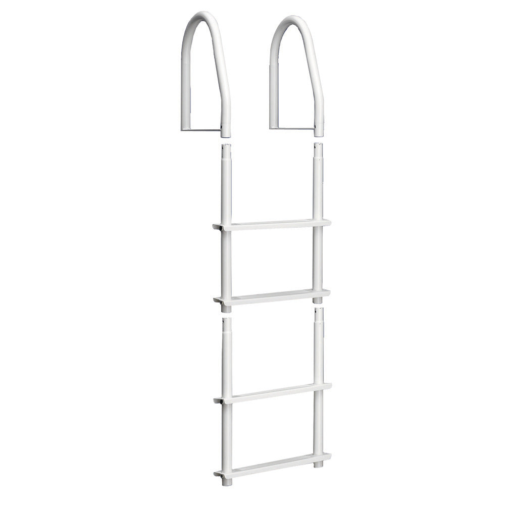 Dock Edge Fixed 4 Step Ladder Bright White Galvalume | SendIt Sailing