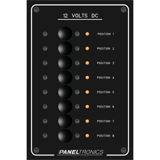 Paneltronics Standard Panel - DC 8 Position Circuit Breaker with LEDs | SendIt Sailing