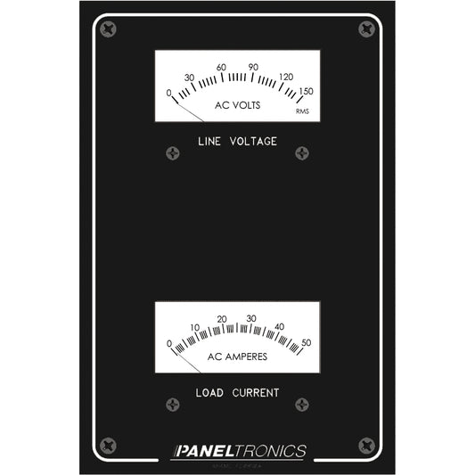 Paneltronics Standard Panel AC Meter - 0-150 AC Voltmeter & 0-50Amp Ammeter | SendIt Sailing