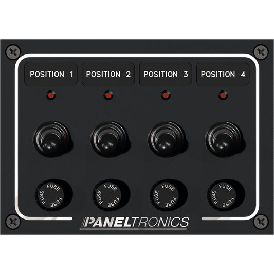 Paneltronics Waterproof Panel - DC 4-Position Toggle Switch & Fuse with LEDs | SendIt Sailing
