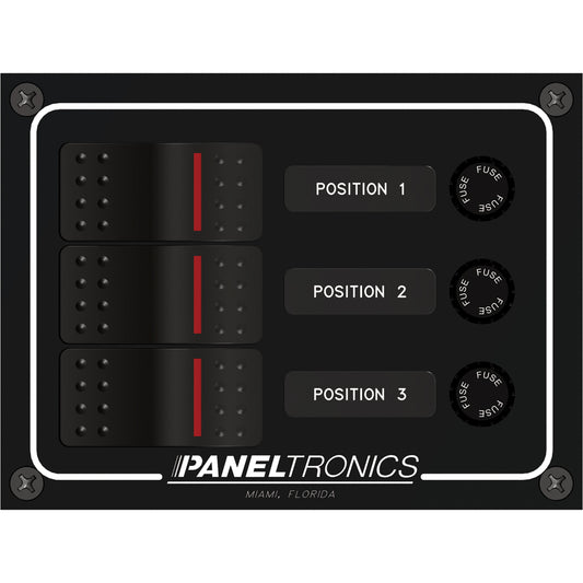 Paneltronics Waterproof Panel - DC 3-Position Illuminated Rocker Switch & Fuse | SendIt Sailing