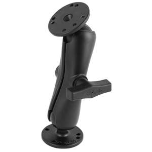 RAM Mount 1.5in Ball Double Socket Arm with 2 2.5in Round Bases - AMPs Pattern | SendIt Sailing